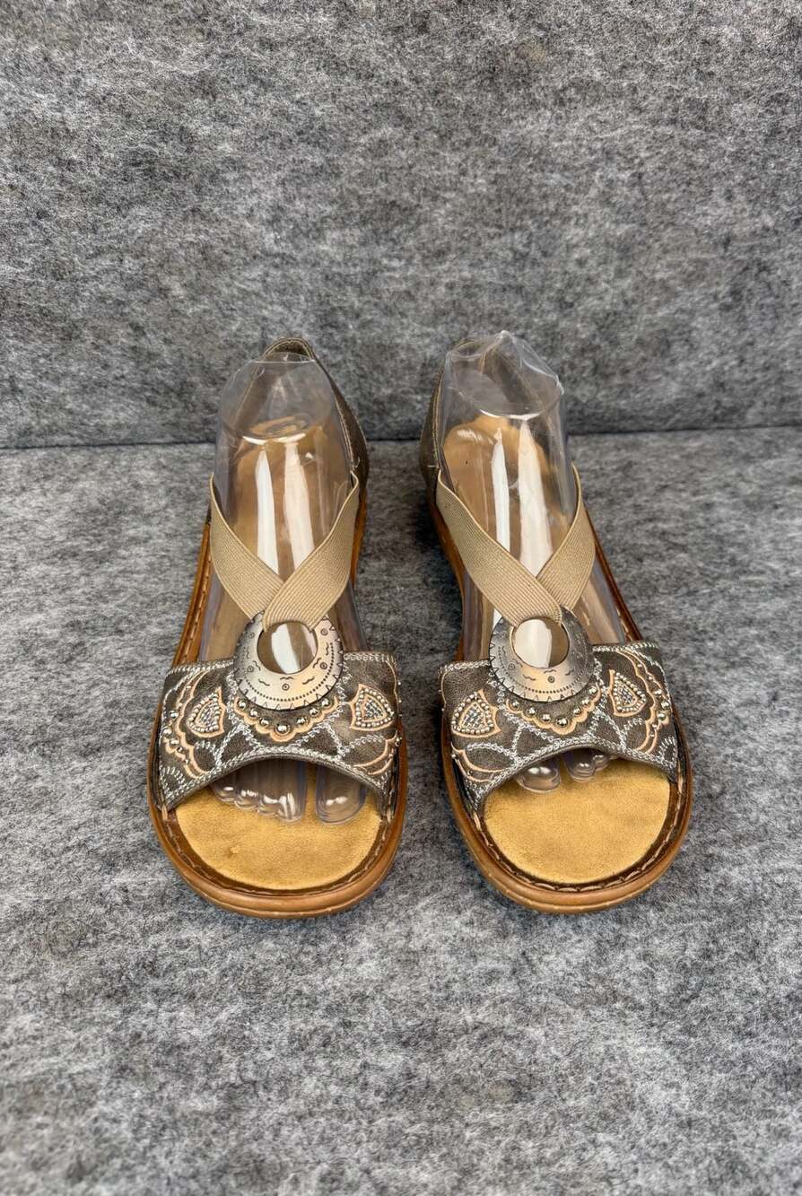 Rieker 608B9 Regina Women's Metallic Boho Beaded Slingback Sandals Sz 11
